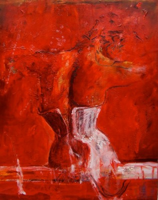 Corset rouge, huile sur toile, 90 x 70 cm.