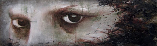 eye me, Acrylique et huile sur toile de lin, 100 x 20cm. 2011
