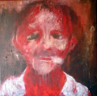 School girl or boy ? Acrylique et brou de noix sur toile, 120 x 120 cm. 2004