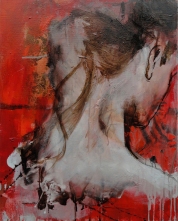 "Whispering _ Acrylique, huile et brou de noix sur toile, 50 x 40 cm. (19,5 x 15 inches) 2013